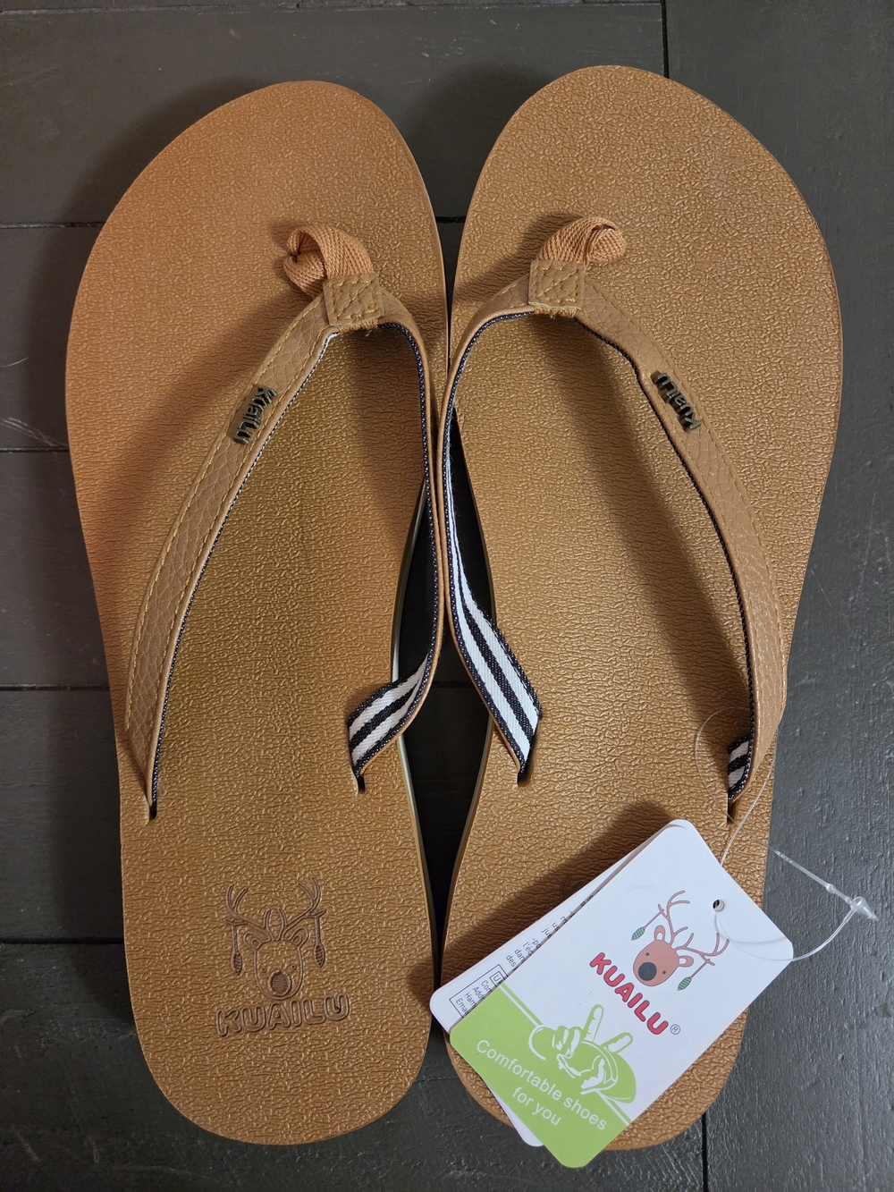 Kualuu Women's Tan Flip-Thong Sandals